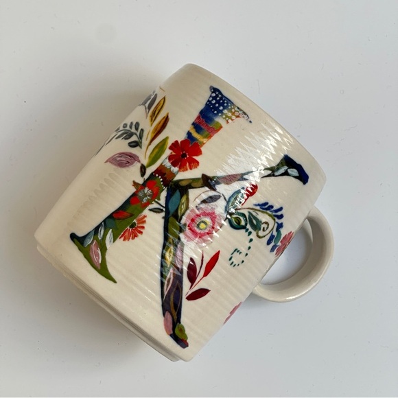 Anthropologie Starla M Halfmann Petal Palette Monogram Letter K Coffee Mug - Picture 8 of 11